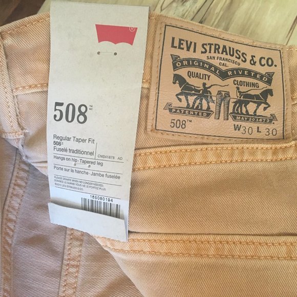 NWT Mens Levis 508 Jeans Peach/Faded Orange Size 30 x 30 - Picture 3 of 4